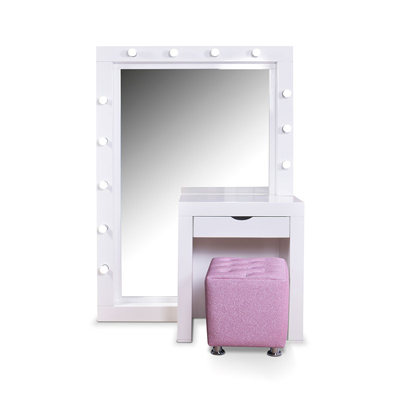 Taburete De escritorio con espejo, mueble De tocador rosa, consola